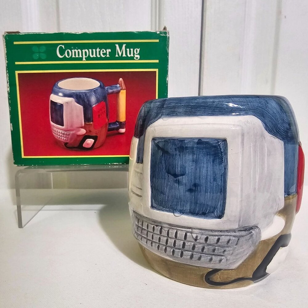 Vintage Clover Computer Mug Retro 80s 90s PC Monitor Novelty Retro Geek Gift Box
